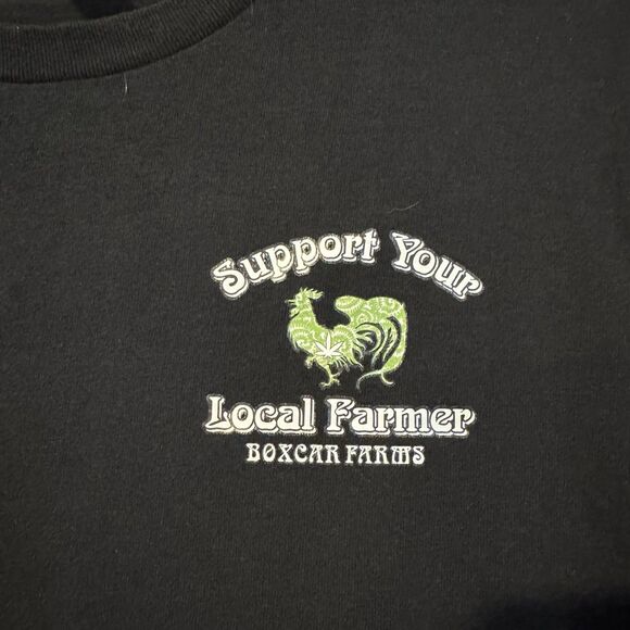 Boxcar Farms Portales NM L T-Shirt Peace Love Zia Sun  Farm Flag Double Sided - Picture 3 of 8